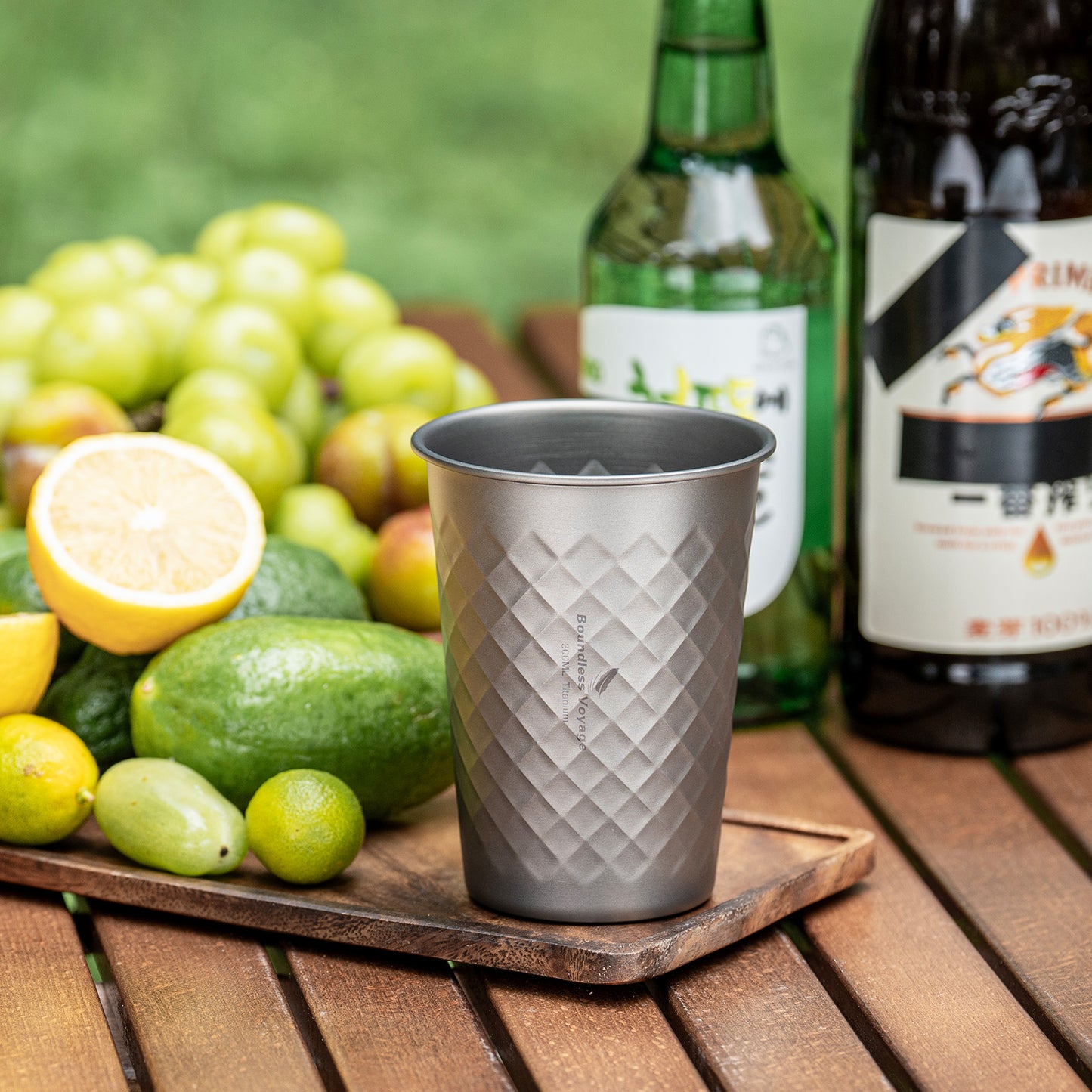 Boundless Voyage Titanium Cup 300ml Stackable Premium Metal Drinking Cups Reusable Beer Juice Cup Suitable for Home, Party, Camping, Outdoor