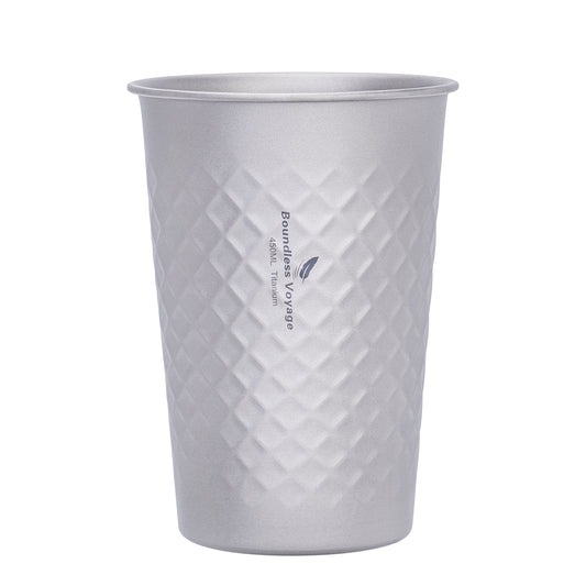 Boundless Voyage Titanium Stackable Cup 450ml – Premium Reusable Metal Drinking Glass for Beer, Juice, Camping & Outdoor Party