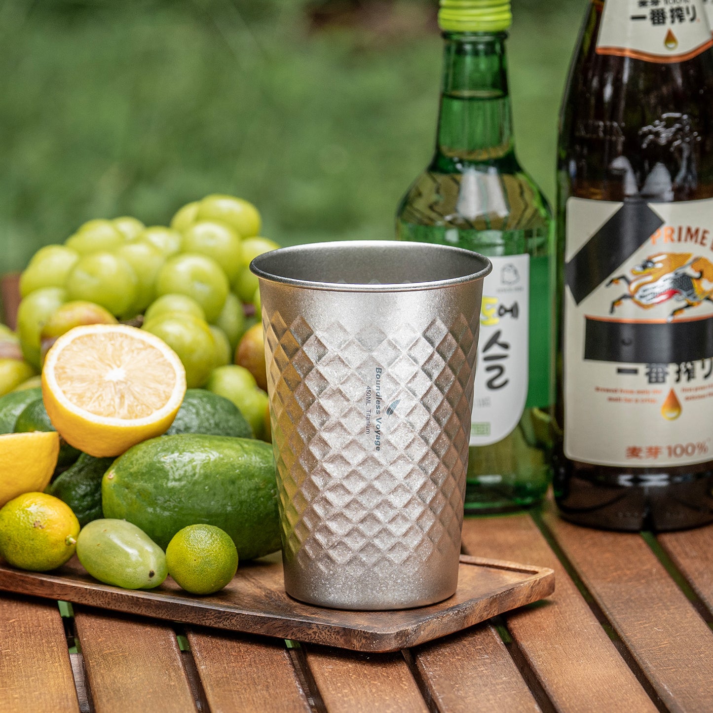 Boundless Voyage Titanium Cup 400ML  Stackable Premium Metal Drinking Cups Reusable Beer Juice Cup Suitable for Home, Party, Camping, Outdoor