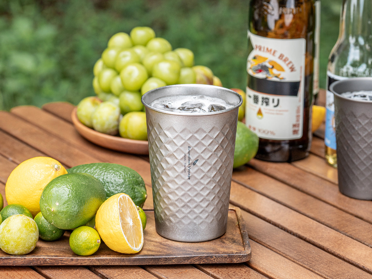 Boundless Voyage Titanium Cup 400ML  Stackable Premium Metal Drinking Cups Reusable Beer Juice Cup Suitable for Home, Party, Camping, Outdoor