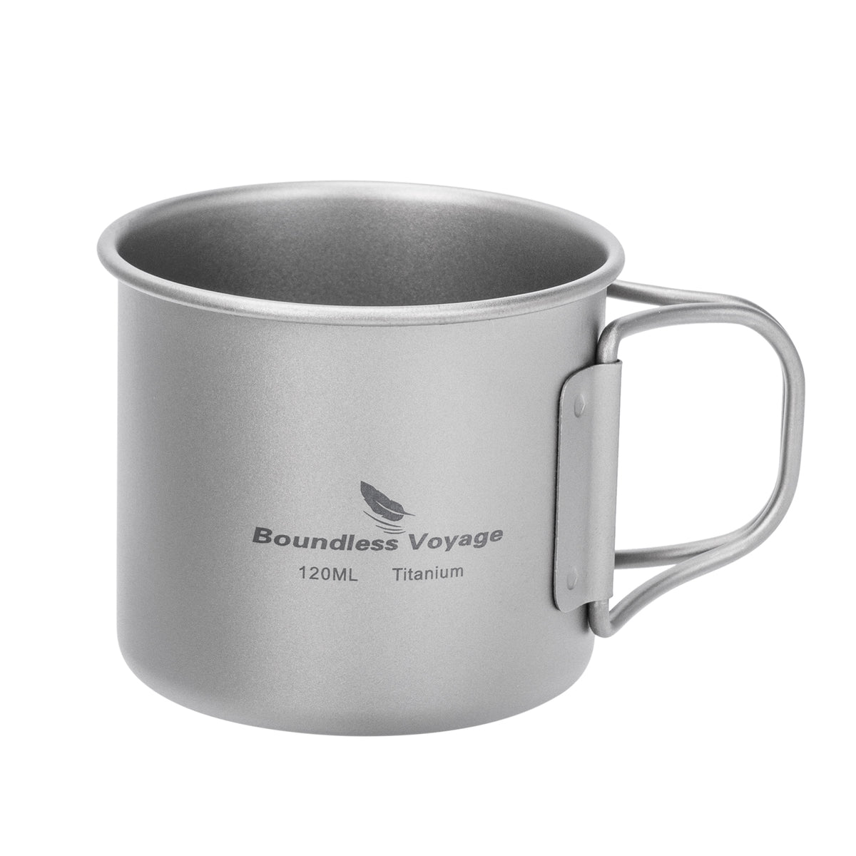 Boundless Voyage 120ml Titanium Camping Cup with Folding Handle – Ultralight Mini Coffee & Espresso Mug for Hiking, Backpacking & Travel