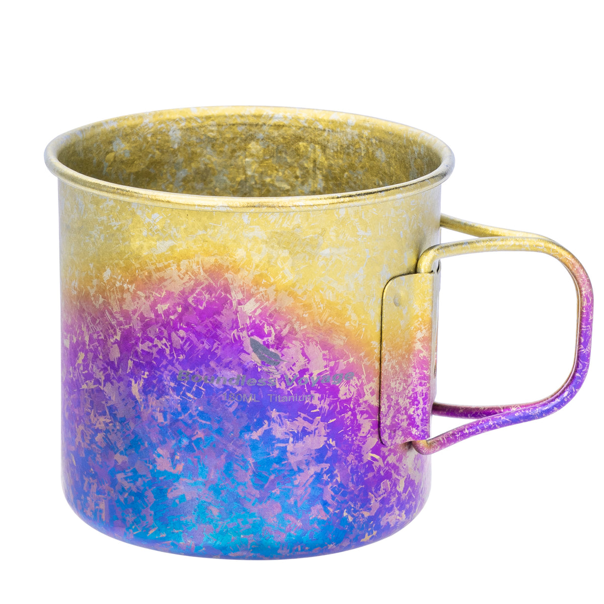 Boundless Voyage 180ml Titanium Camping Cup with Folding Handle – Ultralight Mini Coffee Mug, Natural & Crystalline Finishes