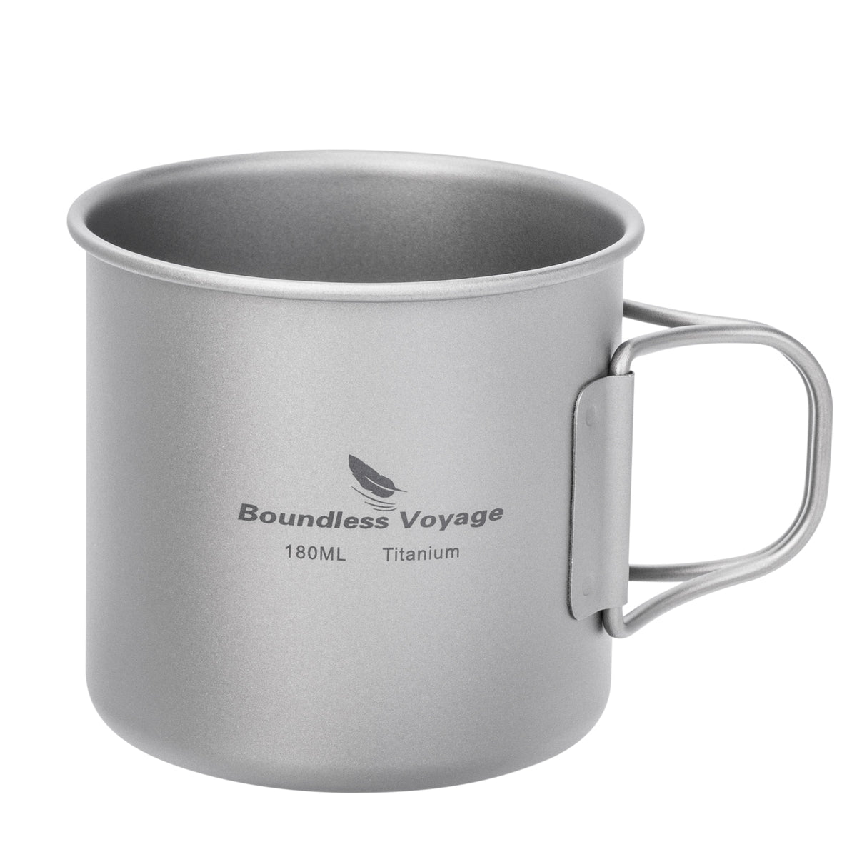 Boundless Voyage 180ml Titanium Camping Cup with Folding Handle – Ultralight Mini Coffee Mug, Natural & Crystalline Finishes