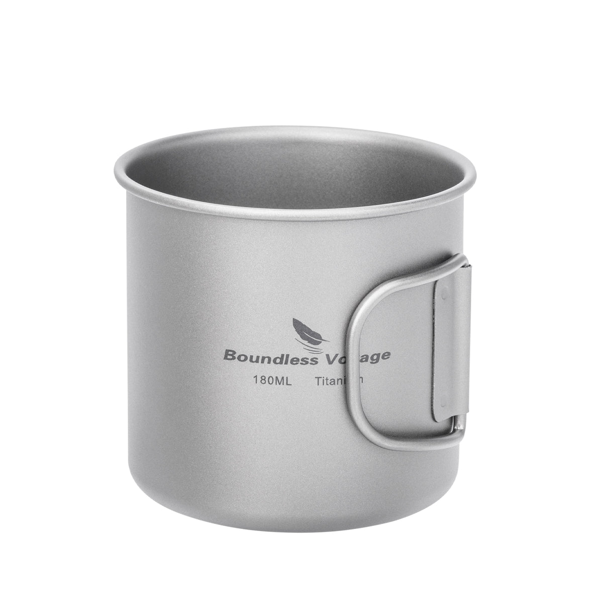 Boundless Voyage 180ml Titanium Camping Cup with Folding Handle – Ultralight Mini Coffee Mug, Natural & Crystalline Finishes