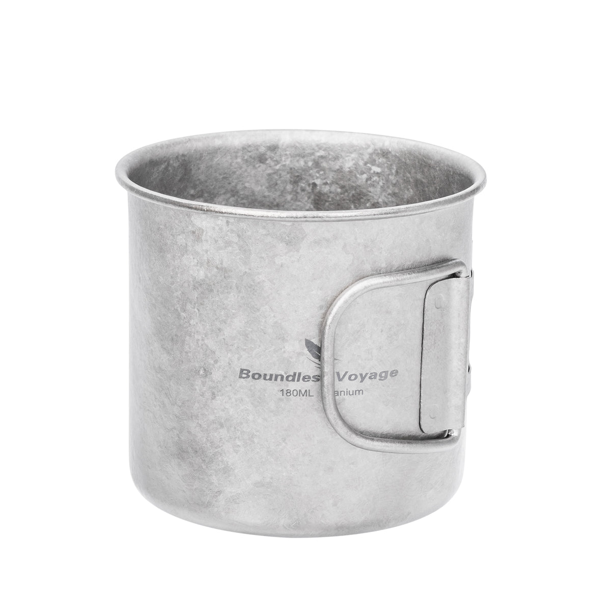 Boundless Voyage 180ml Titanium Camping Cup with Folding Handle – Ultralight Mini Coffee Mug, Natural & Crystalline Finishes