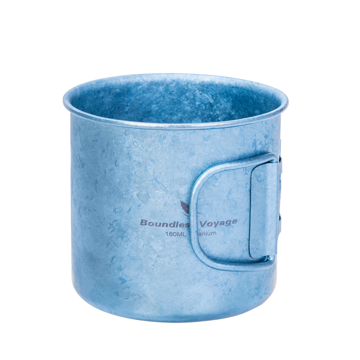 Boundless Voyage 180ml Titanium Camping Cup with Folding Handle – Ultralight Mini Coffee Mug, Natural & Crystalline Finishes