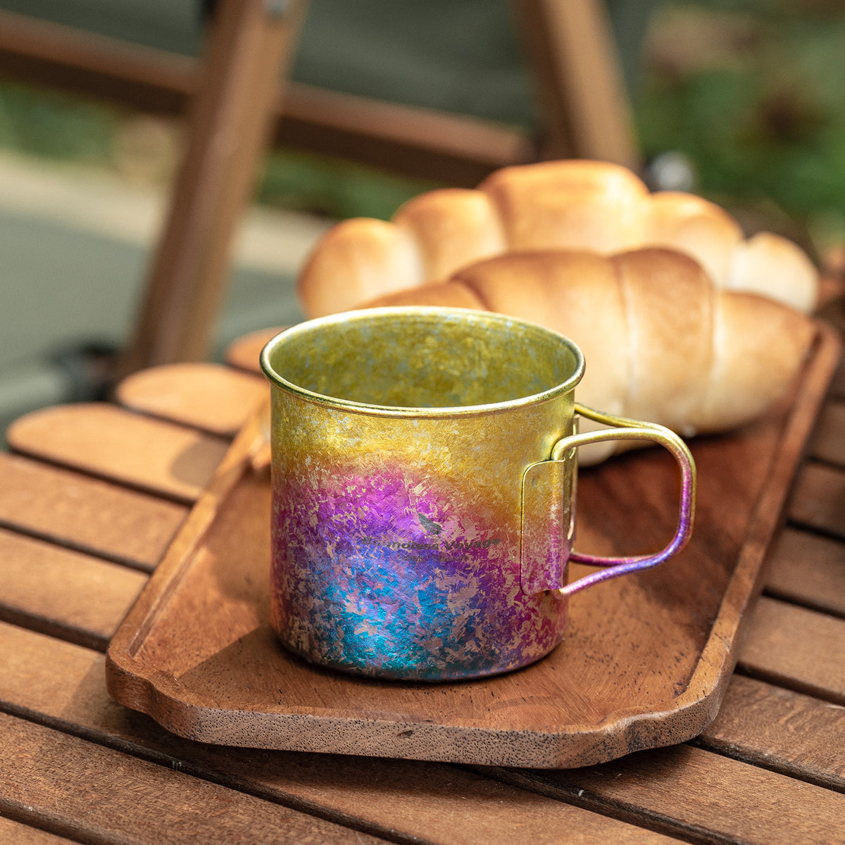 Boundless Voyage 180ml Titanium Camping Cup with Folding Handle – Ultralight Mini Coffee Mug, Natural & Crystalline Finishes