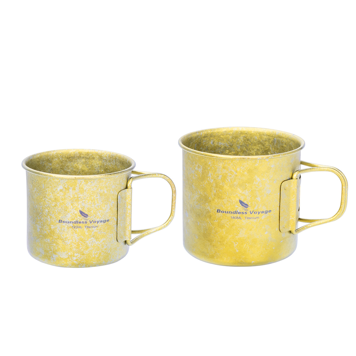 Boundless Voyage Titanium Camping Cup Set 120ml + 180ml – Ultralight Mini Coffee & Tea Mugs with Folding Handles, 2-Piece Set