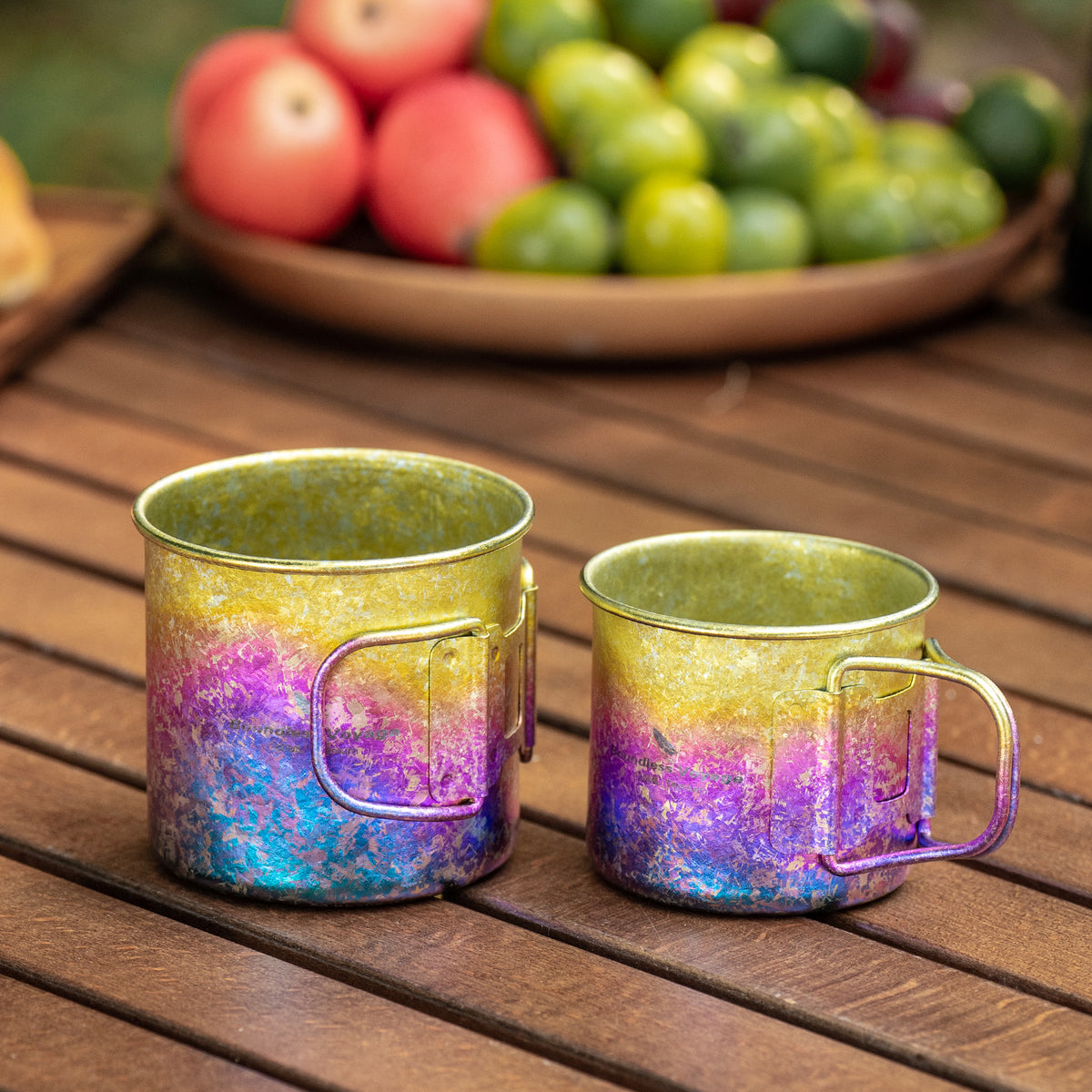 Boundless Voyage Titanium Camping Cup Set 120ml + 180ml – Ultralight Mini Coffee & Tea Mugs with Folding Handles, 2-Piece Set