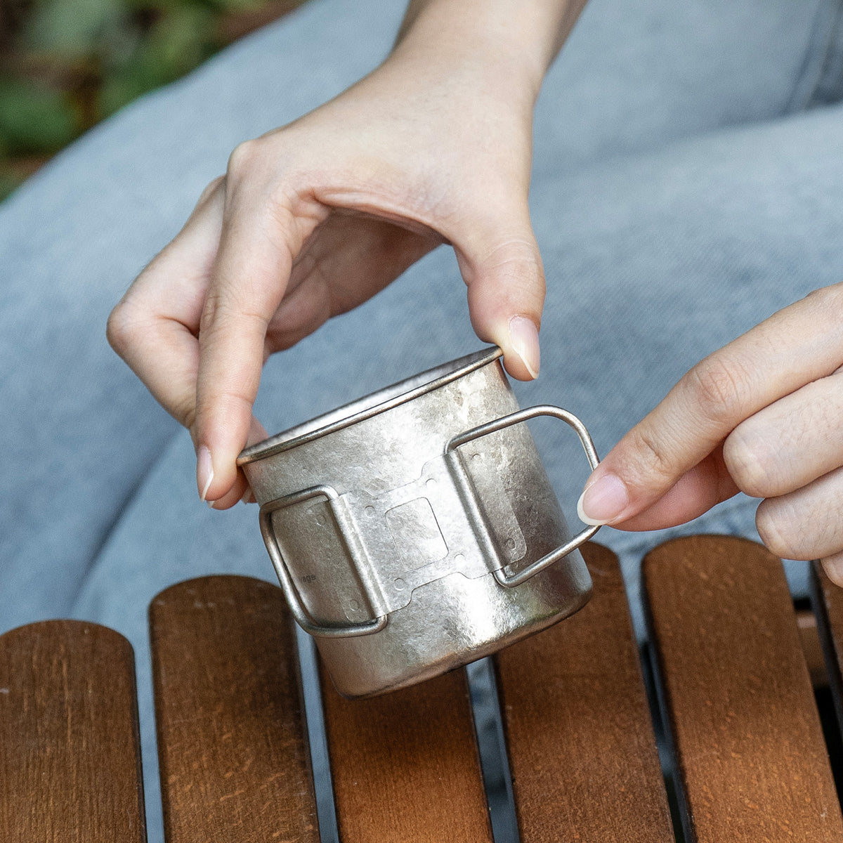 Boundless Voyage Titanium Camping Cup Set 120ml + 180ml – Ultralight Mini Coffee & Tea Mugs with Folding Handles, 2-Piece Set