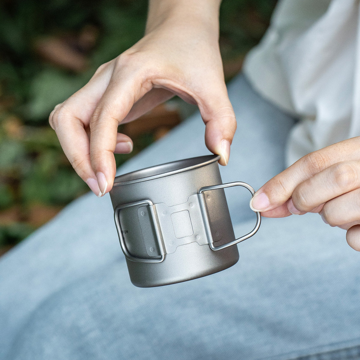 Boundless Voyage Titanium Camping Cup Set 120ml + 180ml – Ultralight Mini Coffee & Tea Mugs with Folding Handles, 2-Piece Set