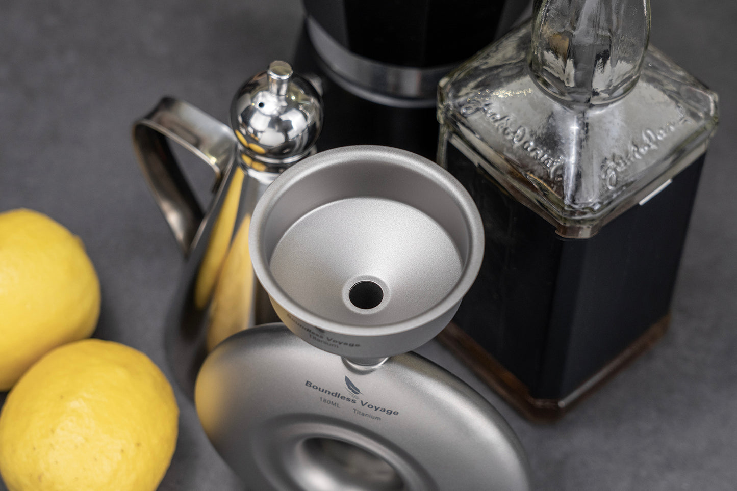 Boundless Voyage Ultralight Titanium Funnel | Food-Grade Portable Pouring Tool for Hip Flasks & Water Bottles | Mini Liquid & Powder Filter for Camping, Travel & Home Use