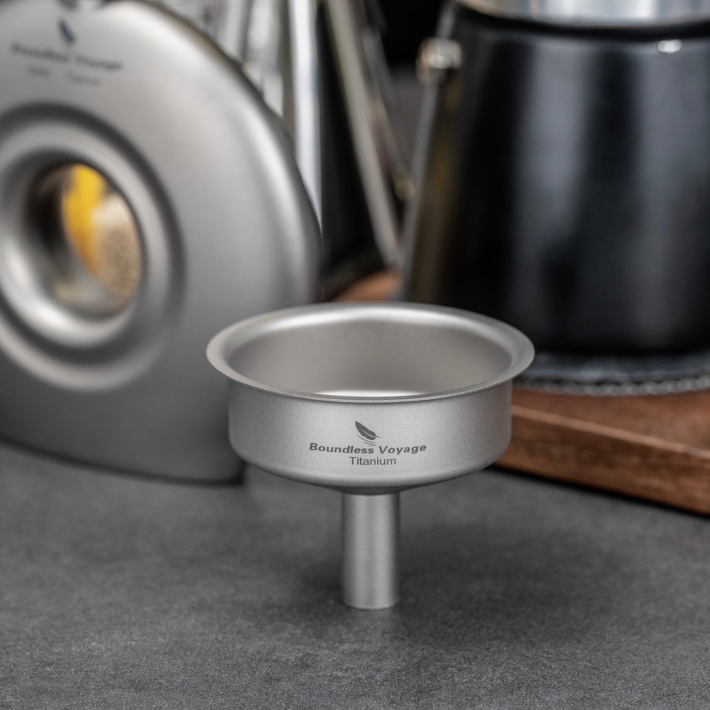 Boundless Voyage Ultralight Titanium Funnel | Food-Grade Portable Pouring Tool for Hip Flasks & Water Bottles | Mini Liquid & Powder Filter for Camping, Travel & Home Use