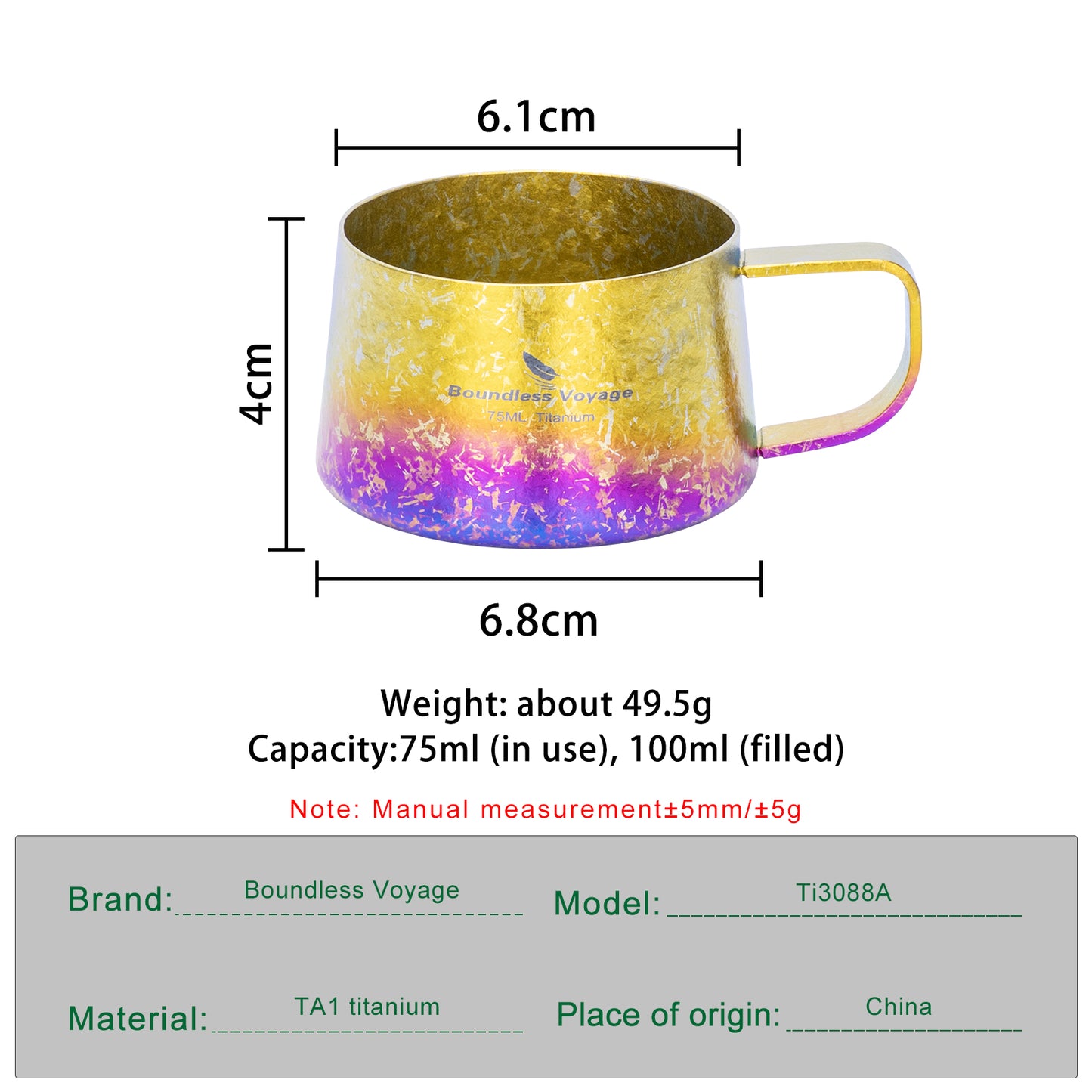 Boundless Voyage 75ml Titanium Double Wall Coffee Cup – Ultralight Mini Espresso & Tea Mug for Camping, Travel & Home