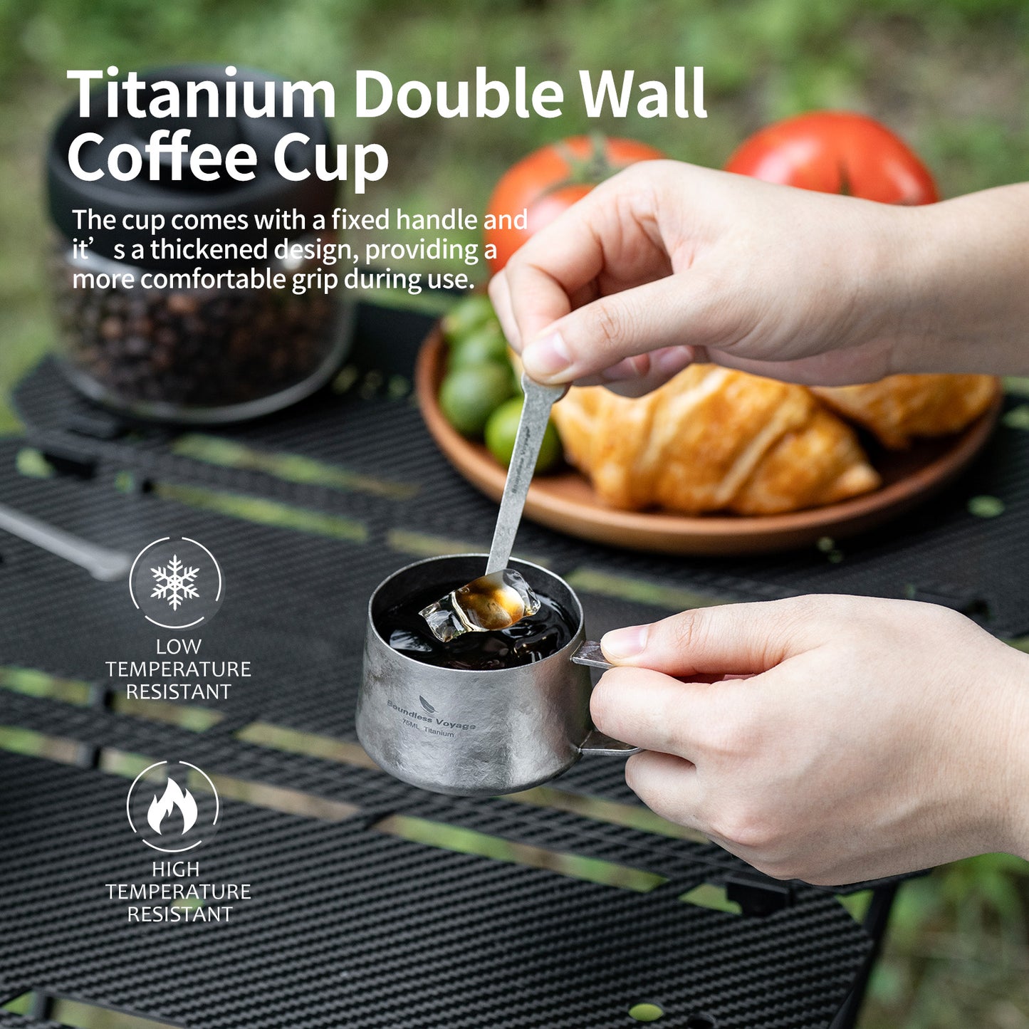 Boundless Voyage 75ml Titanium Double Wall Coffee Cup – Ultralight Mini Espresso & Tea Mug for Camping, Travel & Home