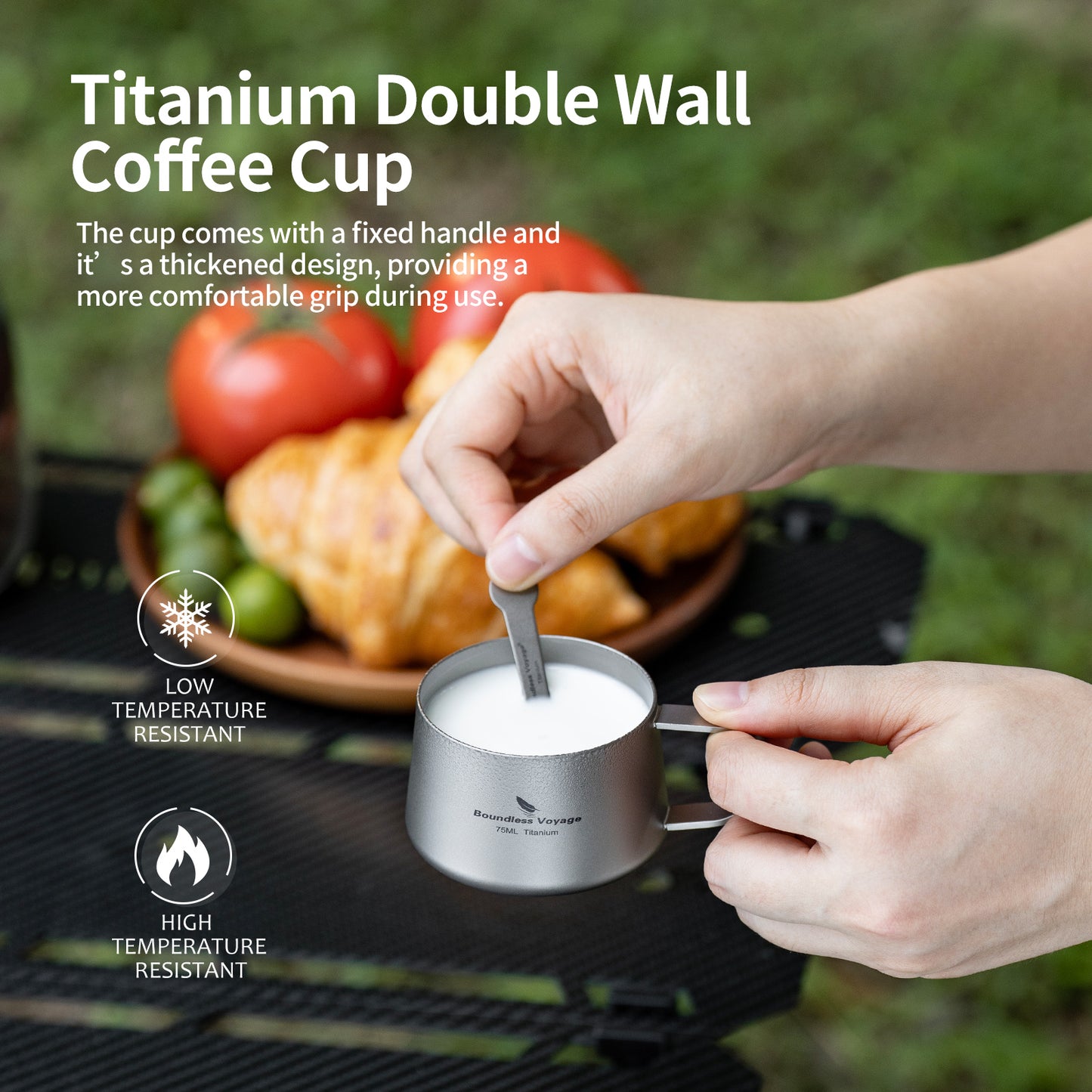 Boundless Voyage 75ml Titanium Double Wall Coffee Cup – Ultralight Mini Espresso & Tea Mug for Camping, Travel & Home