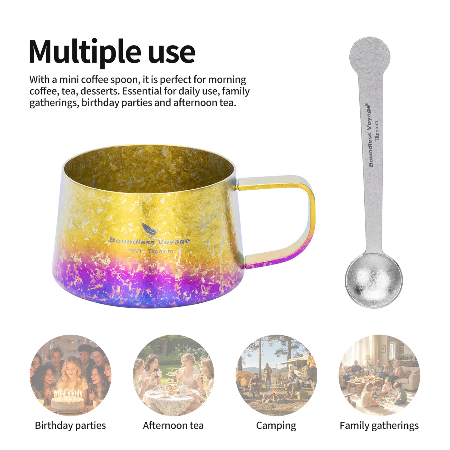 Boundless Voyage 75ml Titanium Double Wall Coffee Cup – Ultralight Mini Espresso & Tea Mug for Camping, Travel & Home