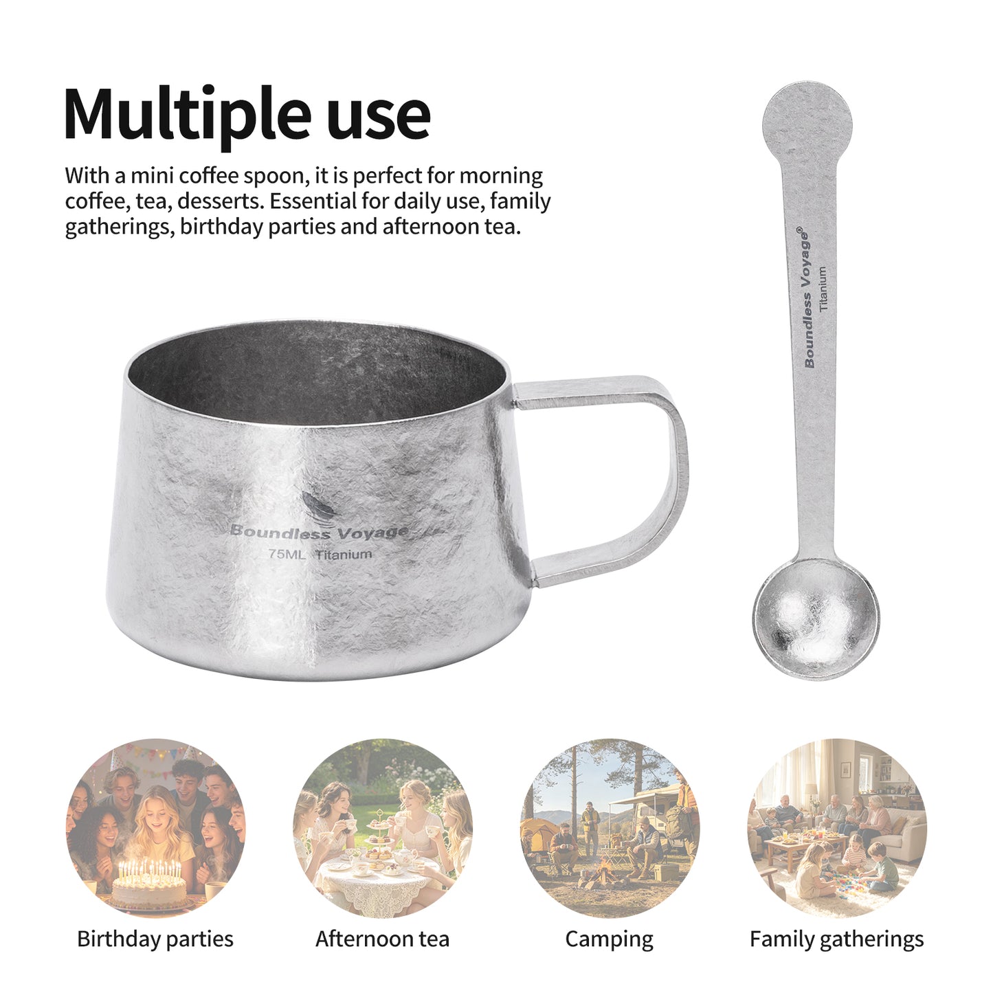 Boundless Voyage 75ml Titanium Double Wall Coffee Cup – Ultralight Mini Espresso & Tea Mug for Camping, Travel & Home