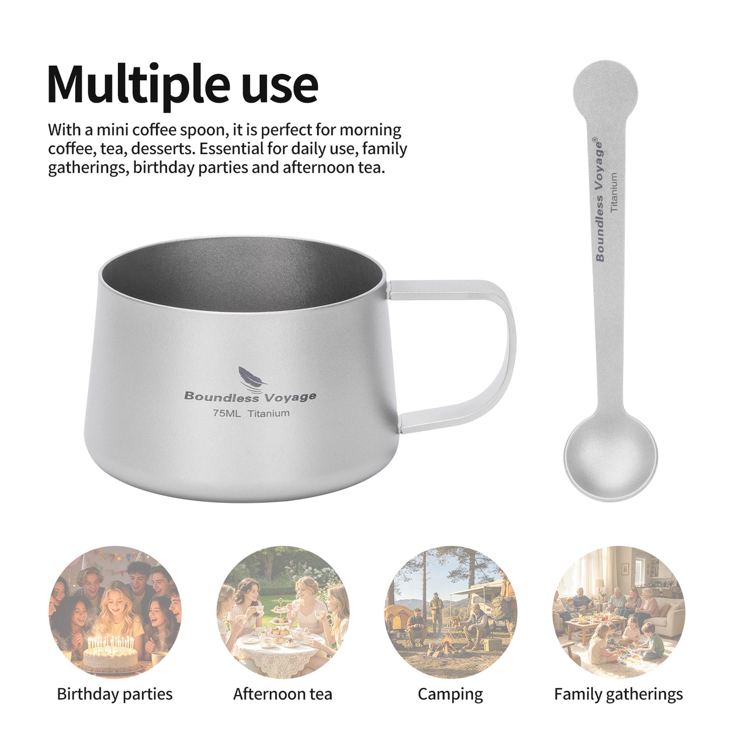 Boundless Voyage 75ml Titanium Double Wall Coffee Cup – Ultralight Mini Espresso & Tea Mug for Camping, Travel & Home