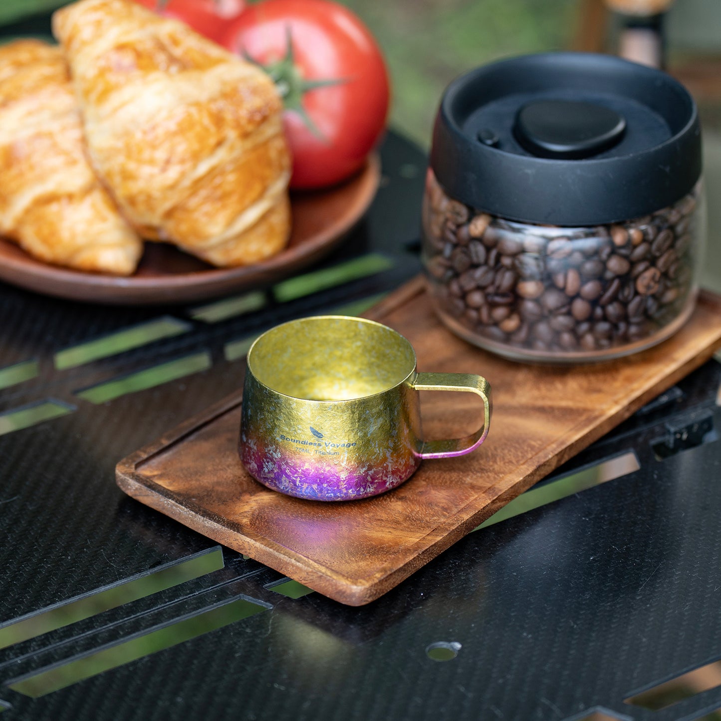Boundless Voyage 100ml Titanium Double Wall Coffee Cup with Spoon – Ultralight Espresso & Tea Mug for Camping, Travel & Everyday Use