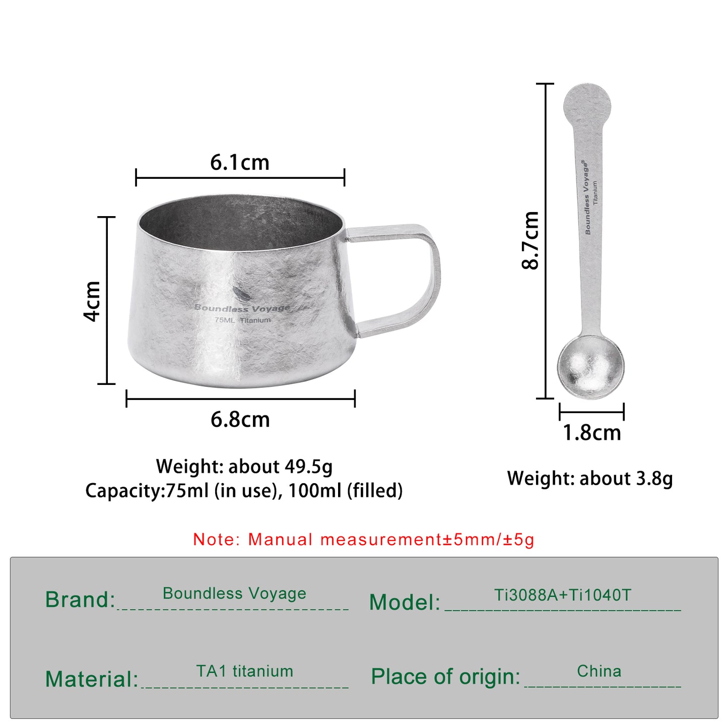 Boundless Voyage 75ml Titanium Double Wall Coffee Cup – Ultralight Mini Espresso & Tea Mug for Camping, Travel & Home