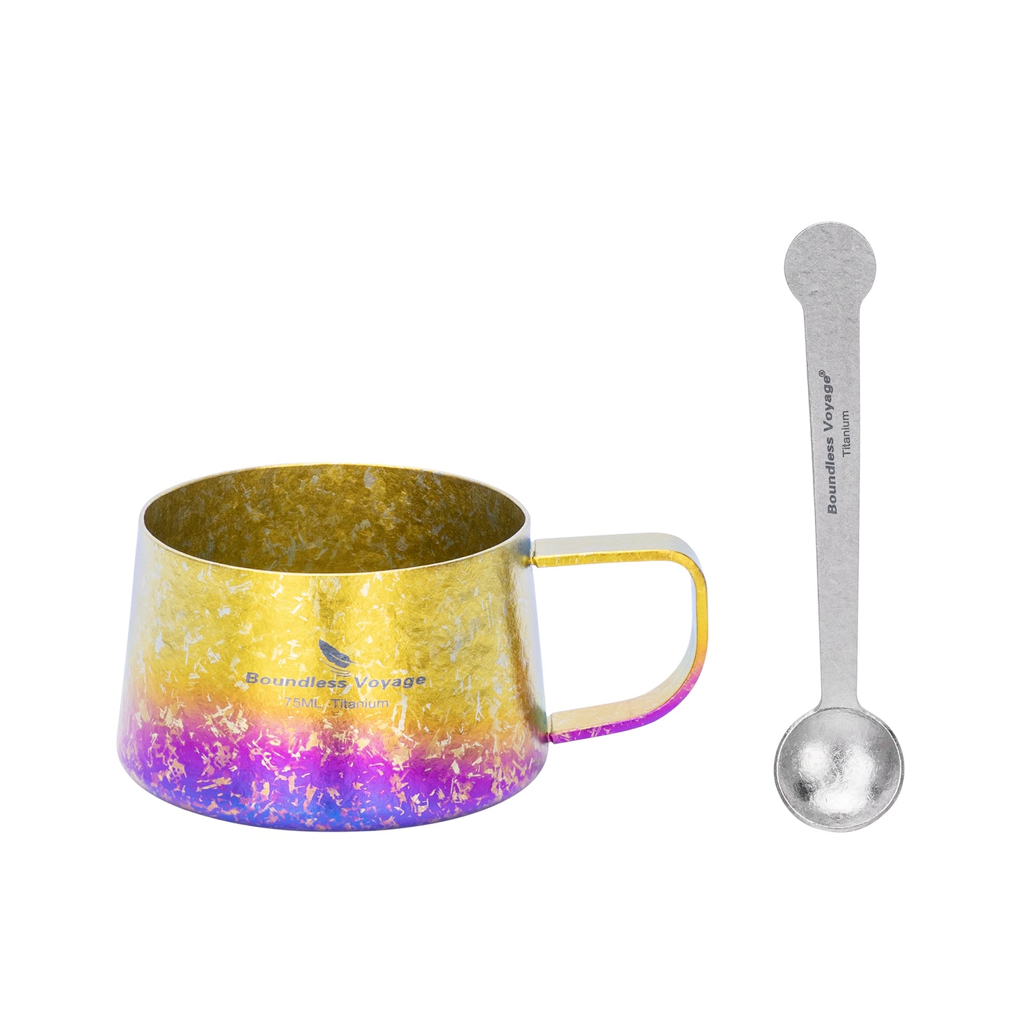Boundless Voyage 100ml Titanium Double Wall Coffee Cup with Spoon – Ultralight Espresso & Tea Mug for Camping, Travel & Everyday Use