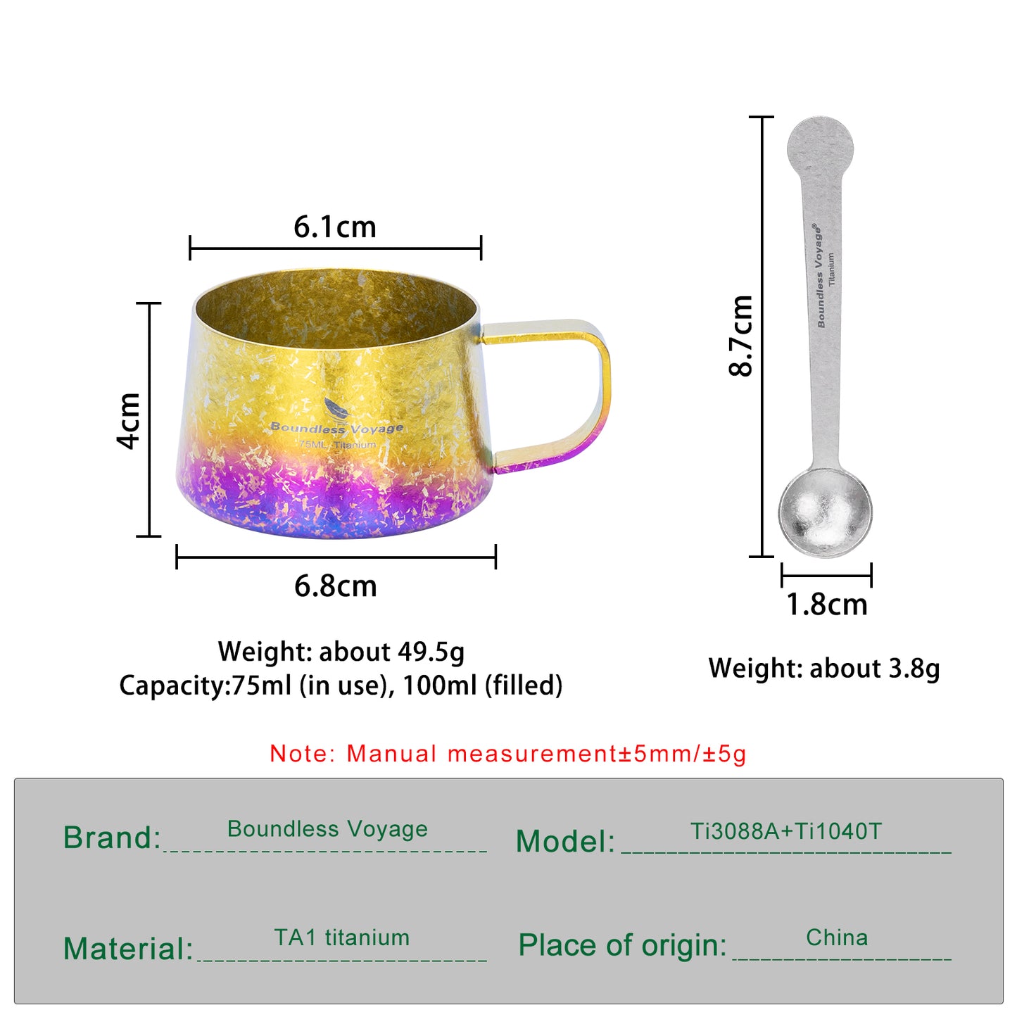 Boundless Voyage 75ml Titanium Double Wall Coffee Cup – Ultralight Mini Espresso & Tea Mug for Camping, Travel & Home
