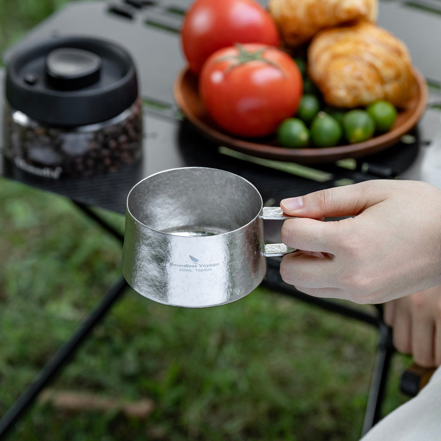 Boundless Voyage 200ml Titanium Double Wall Coffee Cup with Spoon – Ultralight Tea Mug for Camping, Travel & Everyday Use