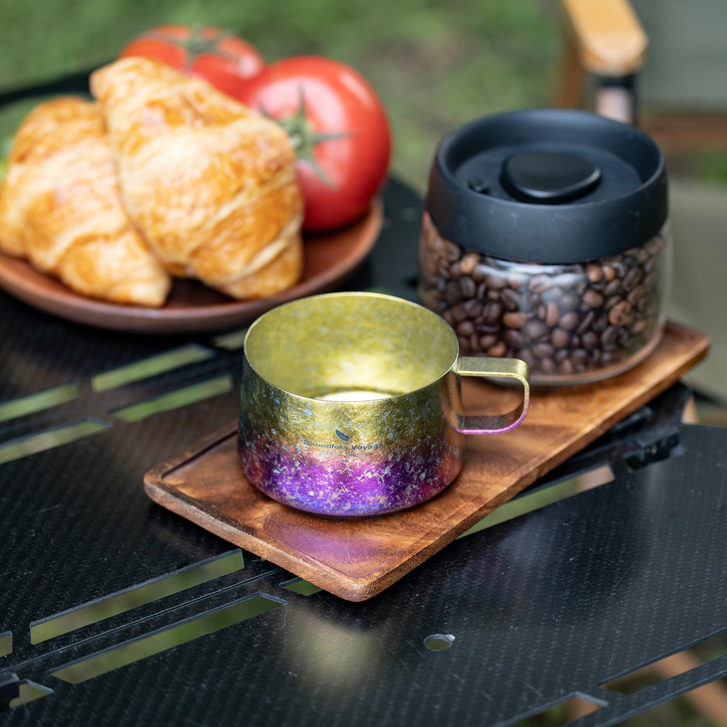 Boundless Voyage 200ml Titanium Double Wall Coffee Cup with Spoon – Ultralight Tea Mug for Camping, Travel & Everyday Use