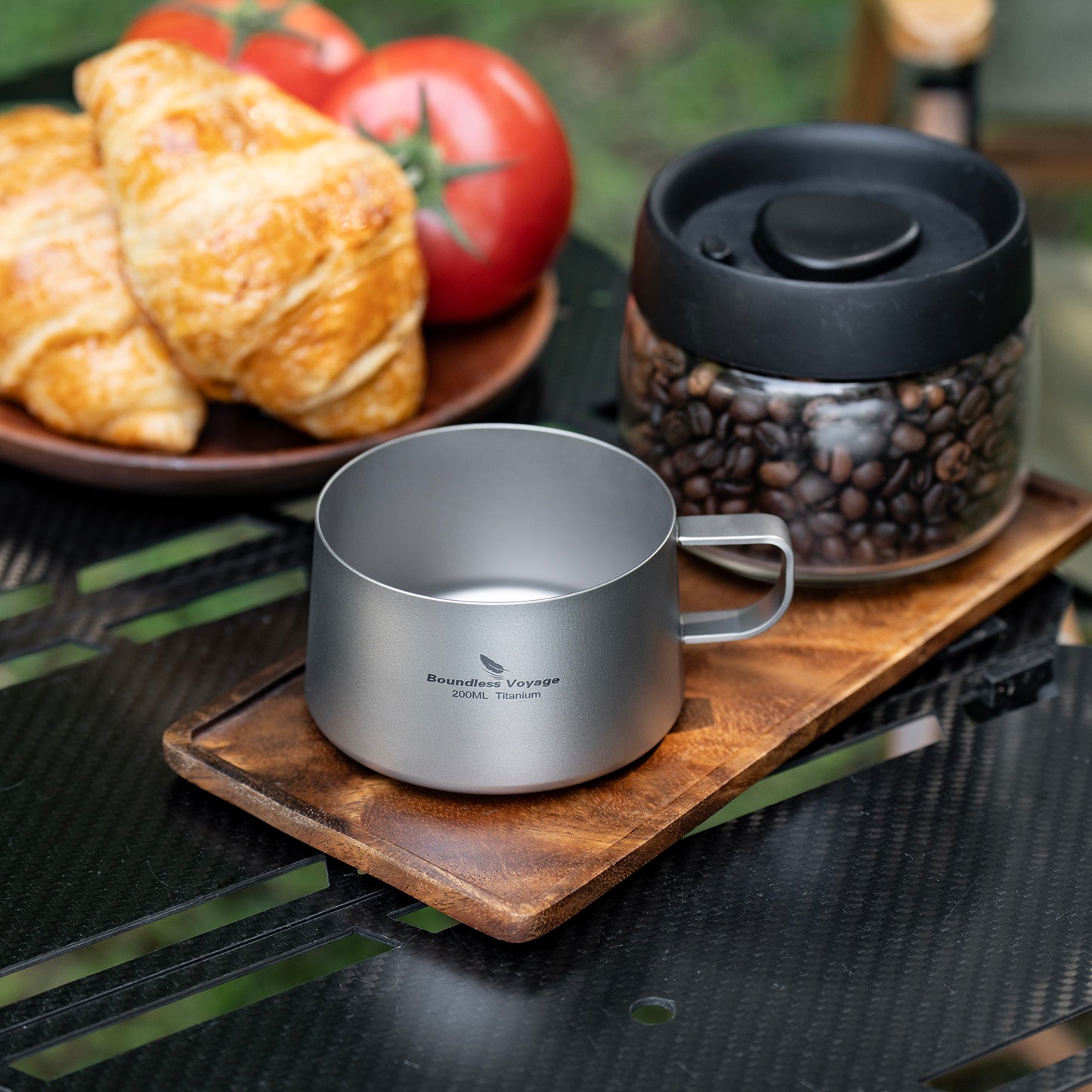 Boundless Voyage 200ml Titanium Double Wall Coffee Cup with Spoon – Ultralight Tea Mug for Camping, Travel & Everyday Use