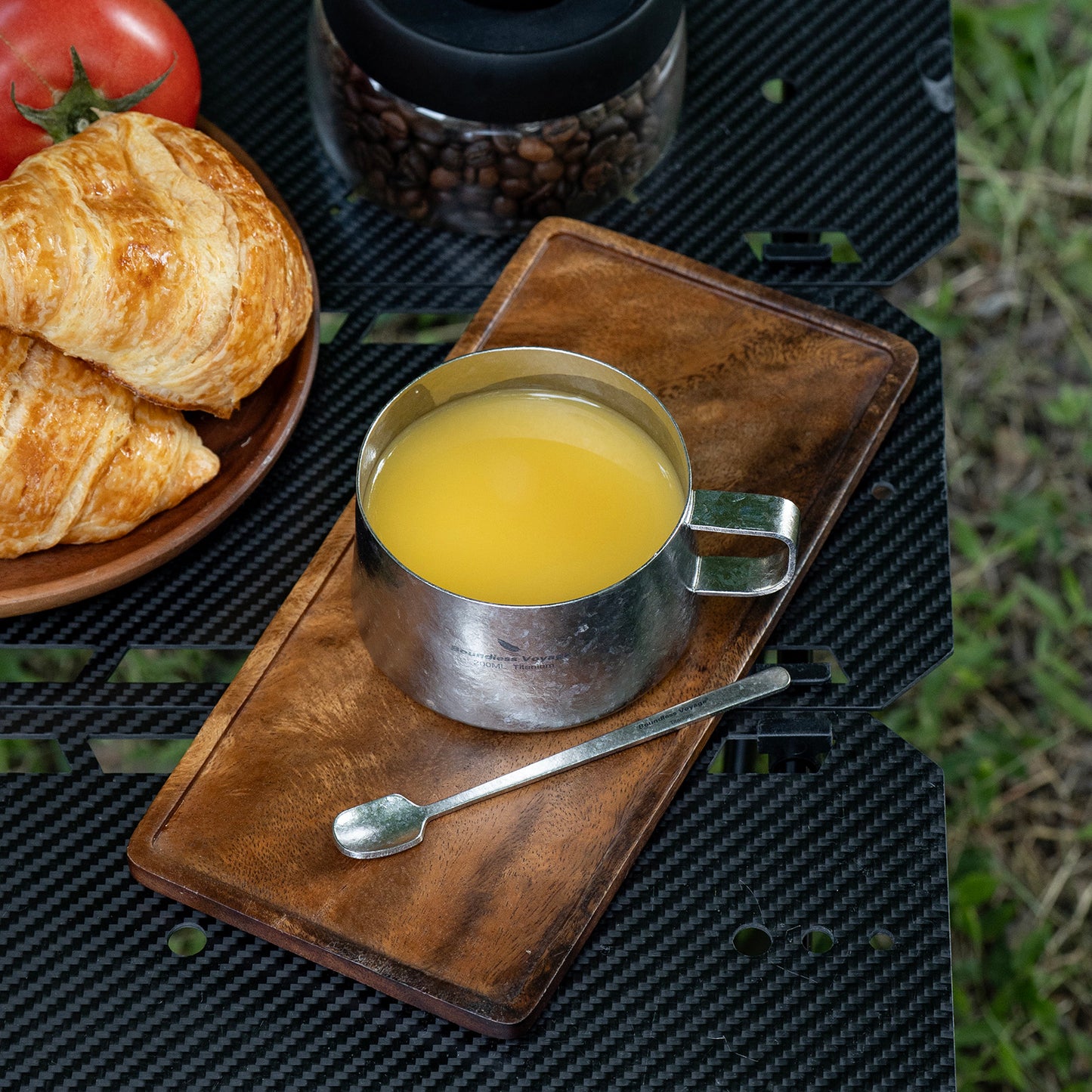Boundless Voyage 200ml Titanium Double Wall Coffee Cup with Spoon – Ultralight Tea Mug for Camping, Travel & Everyday Use