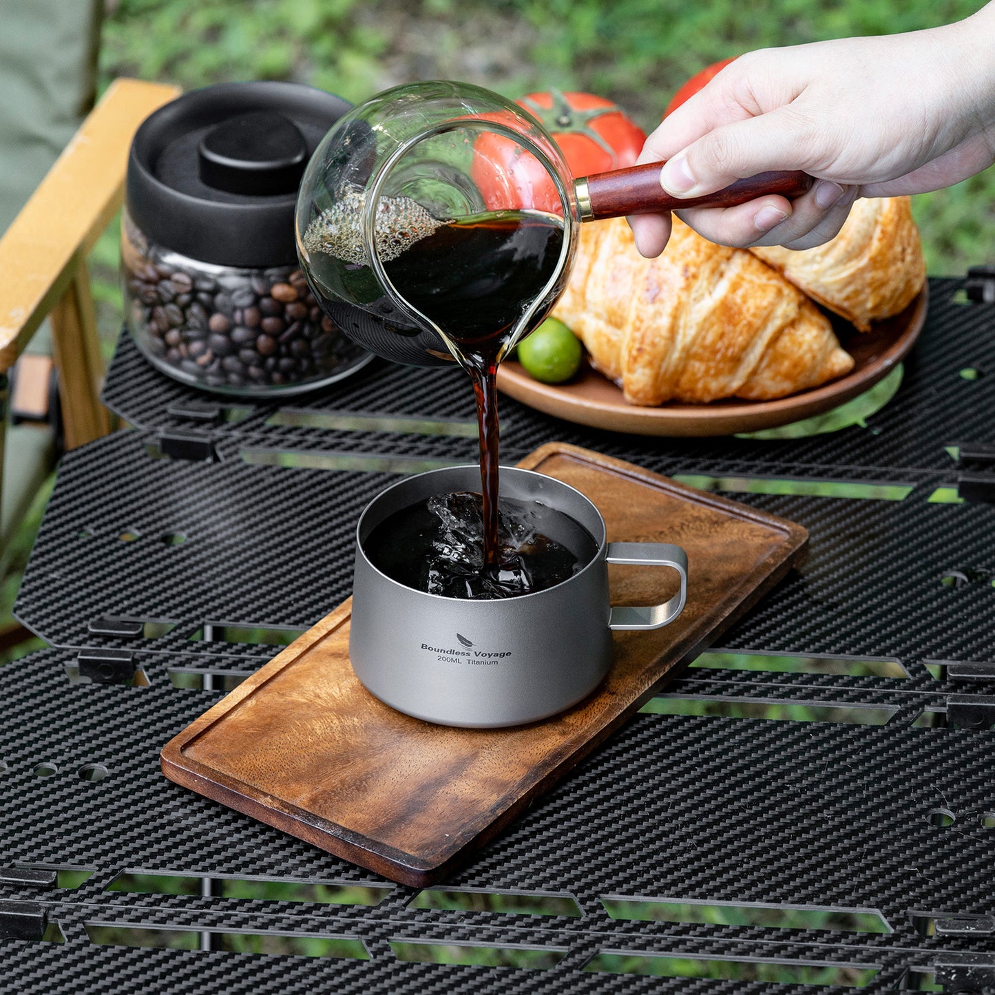 Boundless Voyage 200ml Titanium Double Wall Coffee Cup with Spoon – Ultralight Tea Mug for Camping, Travel & Everyday Use