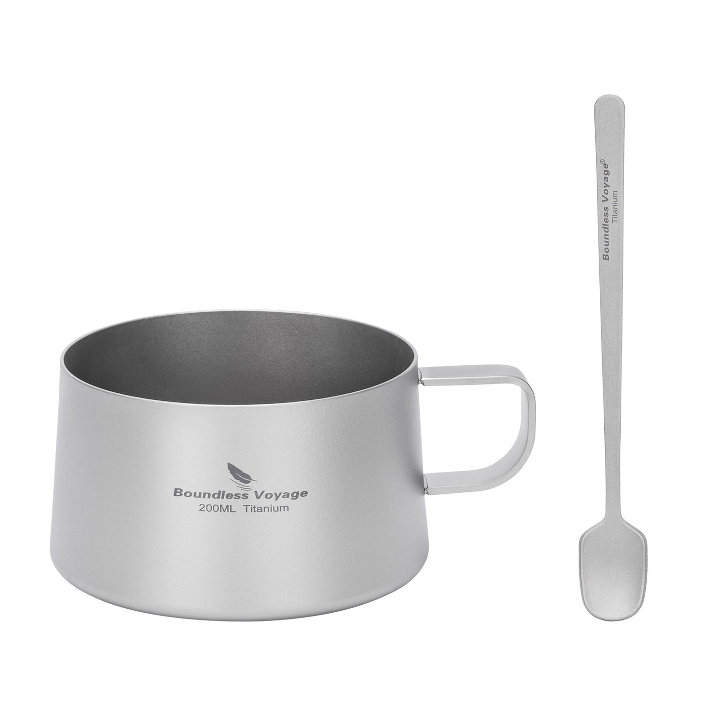 Boundless Voyage 200ml Titanium Double Wall Coffee Cup with Spoon – Ultralight Tea Mug for Camping, Travel & Everyday Use