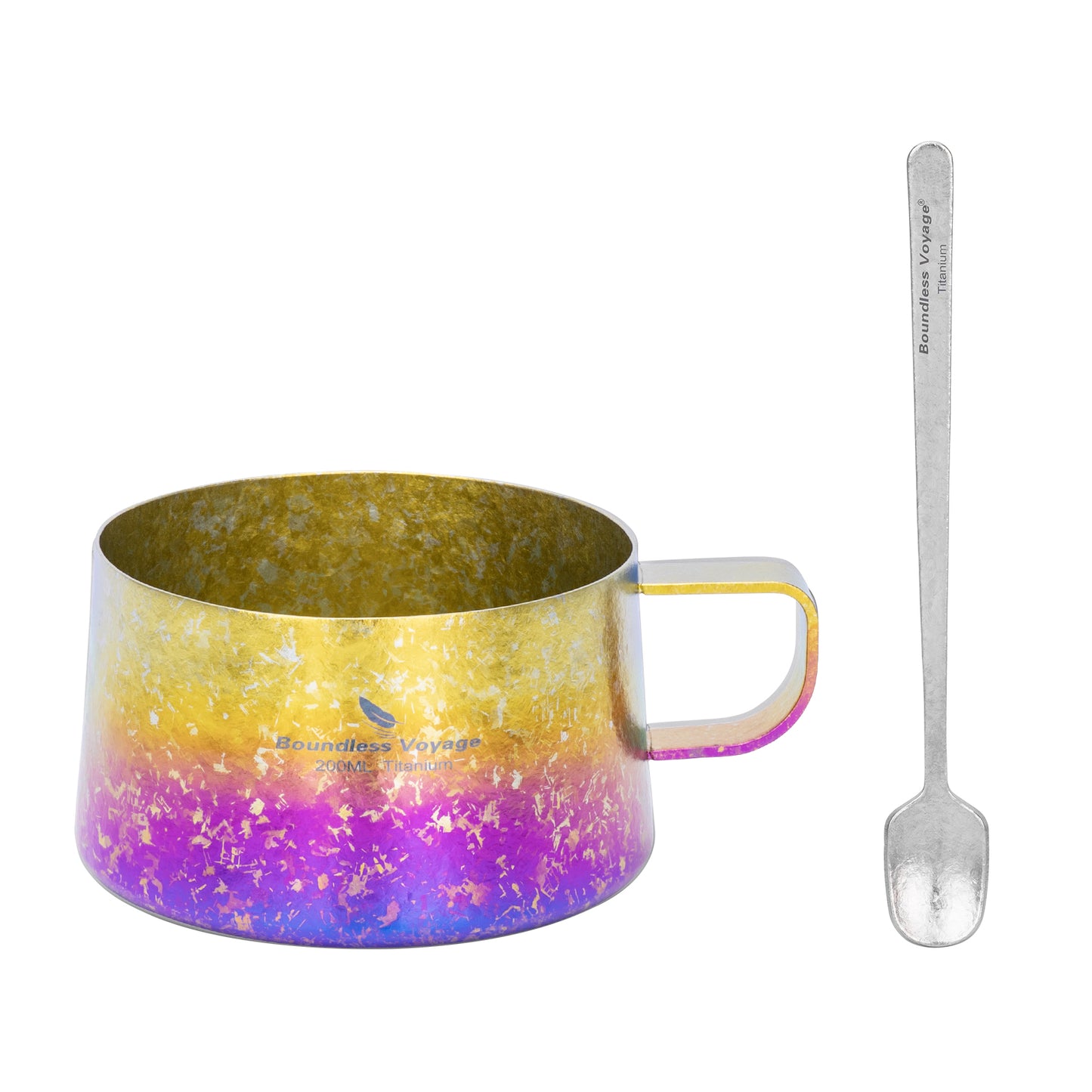 Boundless Voyage 200ml Titanium Double Wall Coffee Cup with Spoon – Ultralight Tea Mug for Camping, Travel & Everyday Use