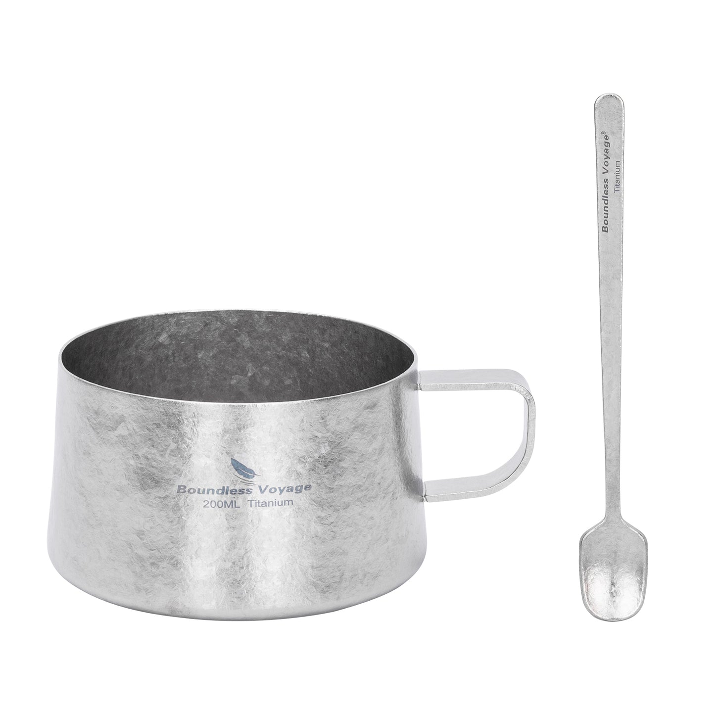 Boundless Voyage 200ml Titanium Double Wall Coffee Cup with Spoon – Ultralight Tea Mug for Camping, Travel & Everyday Use