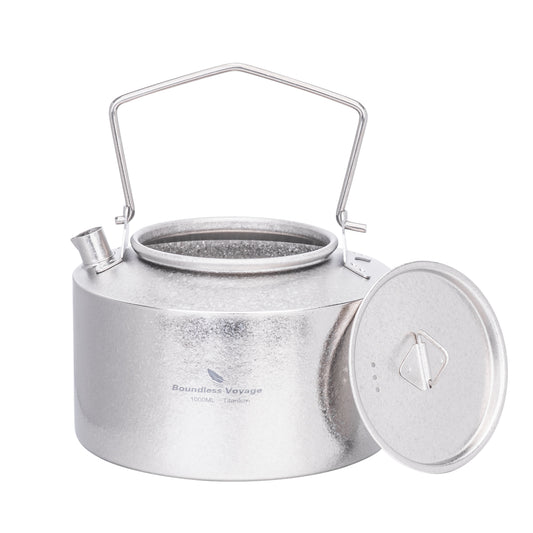 Boundless Voyage 1000ml Titanium Kettle with Folding Handle – Eco-Friendly, Lightweight & Durable | Ideal for Camping, Hiking & Outdoor Use