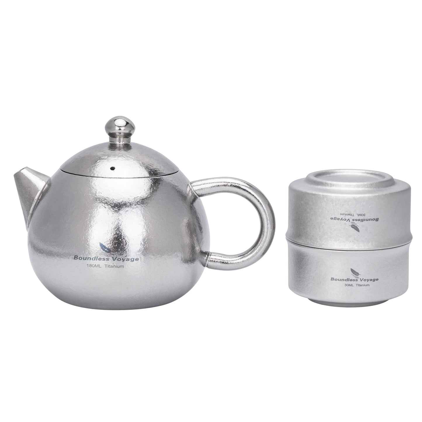 Boundless Voyage Titanium Teapot Set 180ml – Ultralight Tea Set with 3  30ml Cups for Camping, Travel & Home Tea Brewing