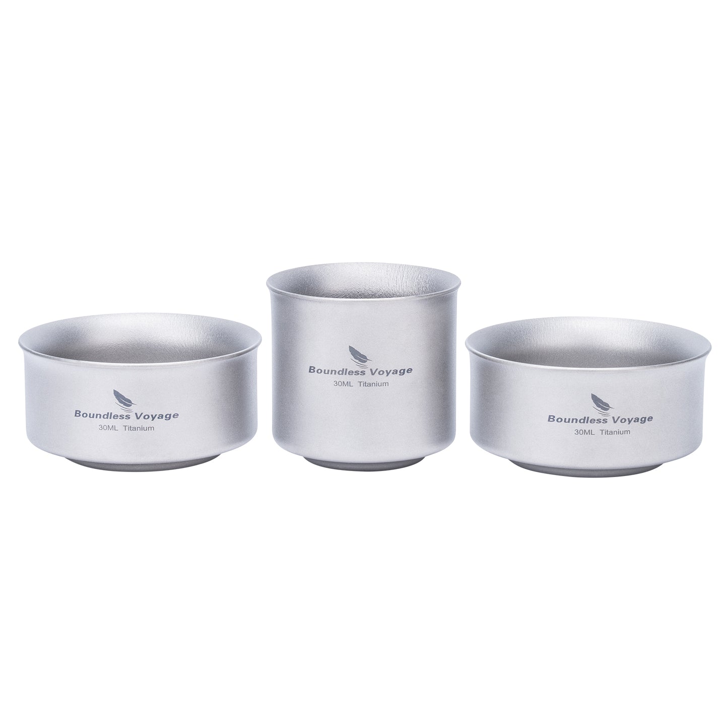 Boundless Voyage 3-Piece Titanium Double-Walled Tea Cup Set | 30ml Mini Insulated Coffee Mugs | Anti-Scald Ultralight Tasting Cups for Camping