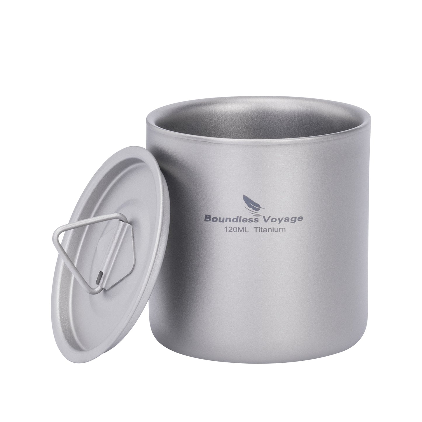 Boundless Voyage Titanium Double-Wall Cup 120ml – Ultralight Stackable Travel Mug with Lid for Camping, Hiking & Daily Use