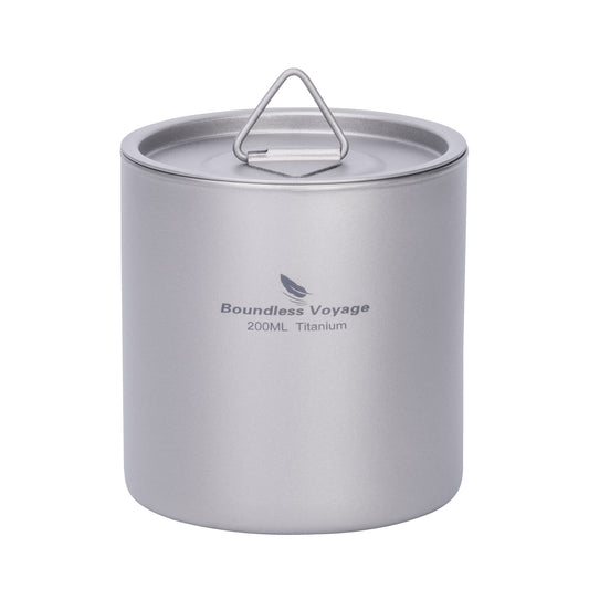 Boundless Voyage Titanium Double-wall Cup with Lid 200ml Ultralight Insulated Camping Mug