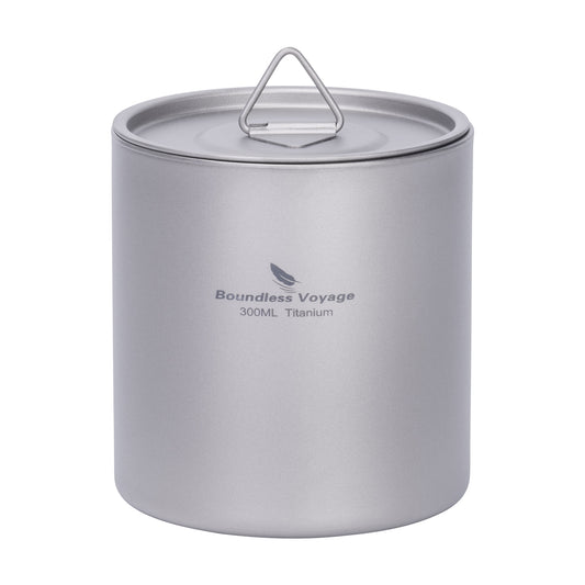 Boundless Voyage Titanium Double-wall Cup with Lid 300ml Insulated Ultralight Camping Mug