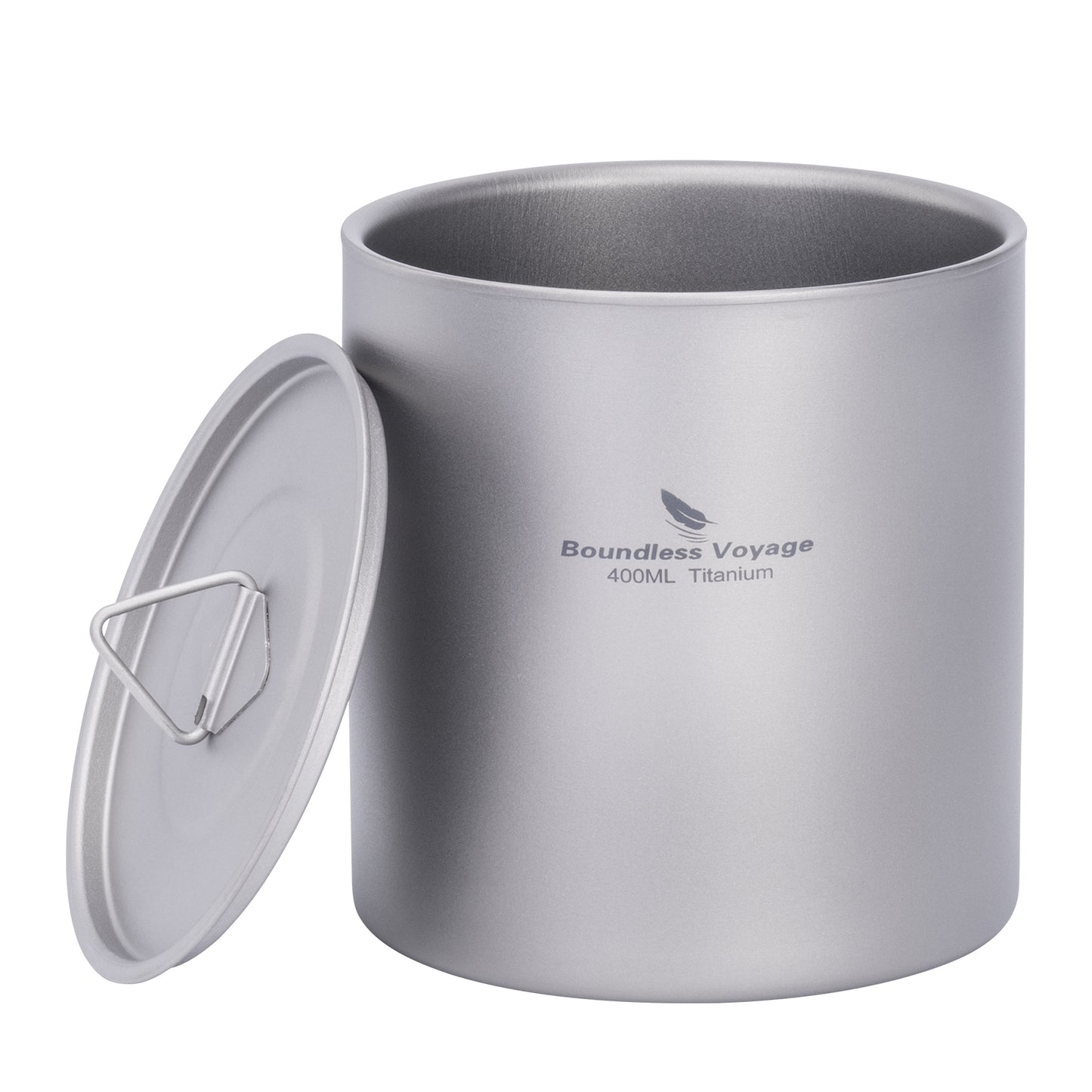 Boundless Voyage Titanium Double-wall Cup with Lid 400ml Ultralight Insulated Camping Mug