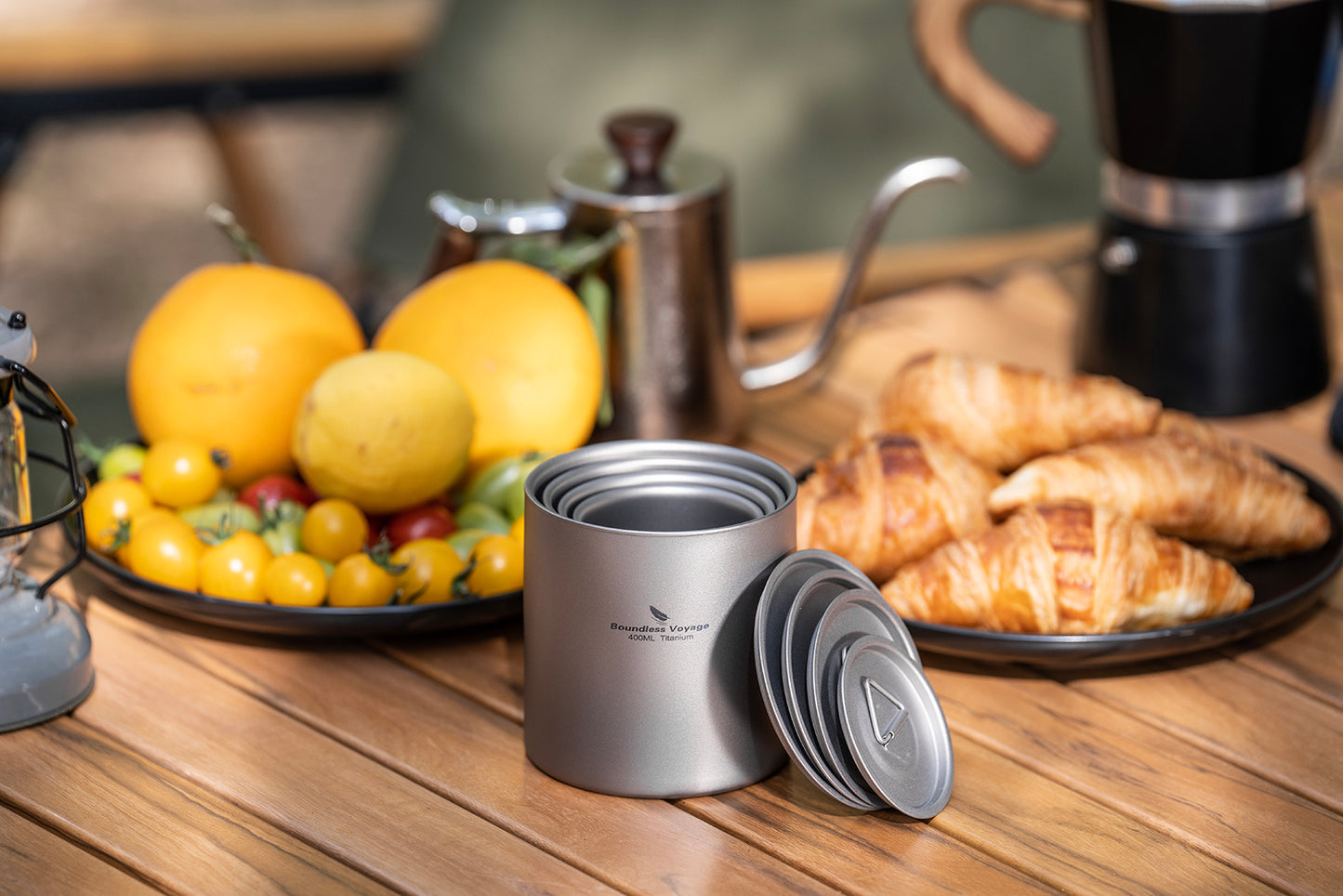Boundless Voyage Titanium Double-wall Cup with Lid 120ml / 200ml / 300ml / 400ml Ultralight Insulated Camping Mug Set