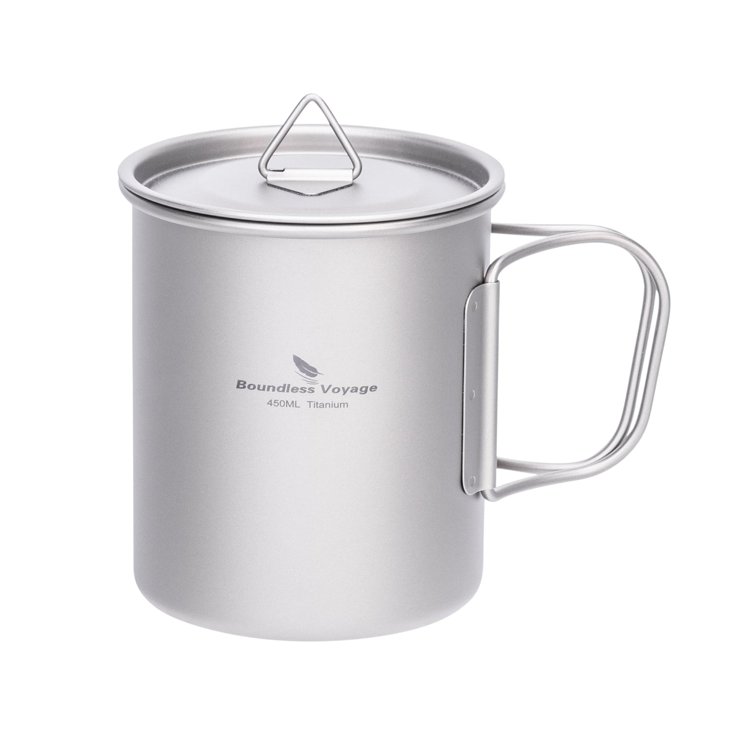 Boundless Voyage 450ml Titanium Camping Cup with Lid | Stackable Ultralight Mug Pot for Backpacking, Hiking & Travel | Durable Portable Cookware