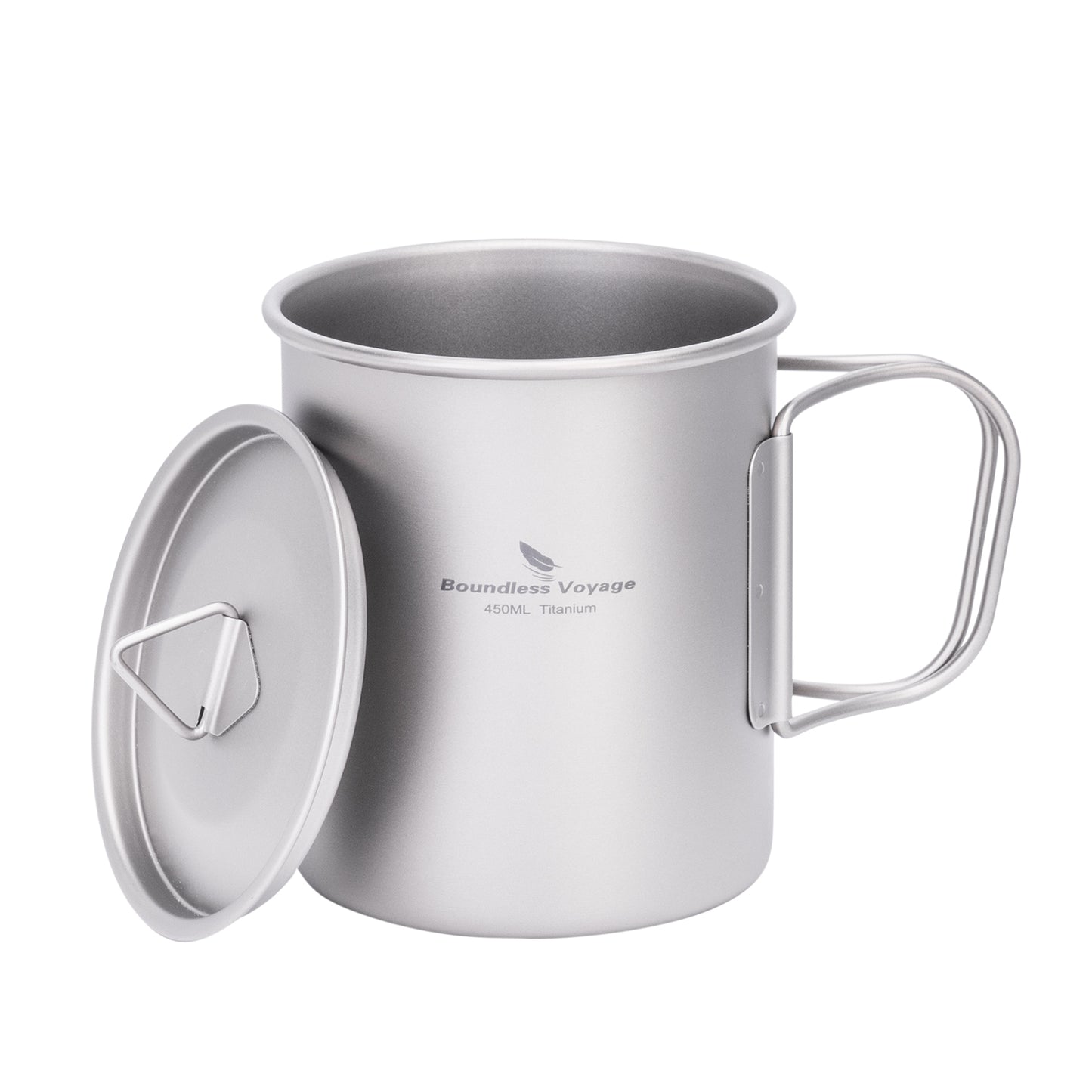 Boundless Voyage 450ml Titanium Camping Cup with Lid | Stackable Ultralight Mug Pot for Backpacking, Hiking & Travel | Durable Portable Cookware