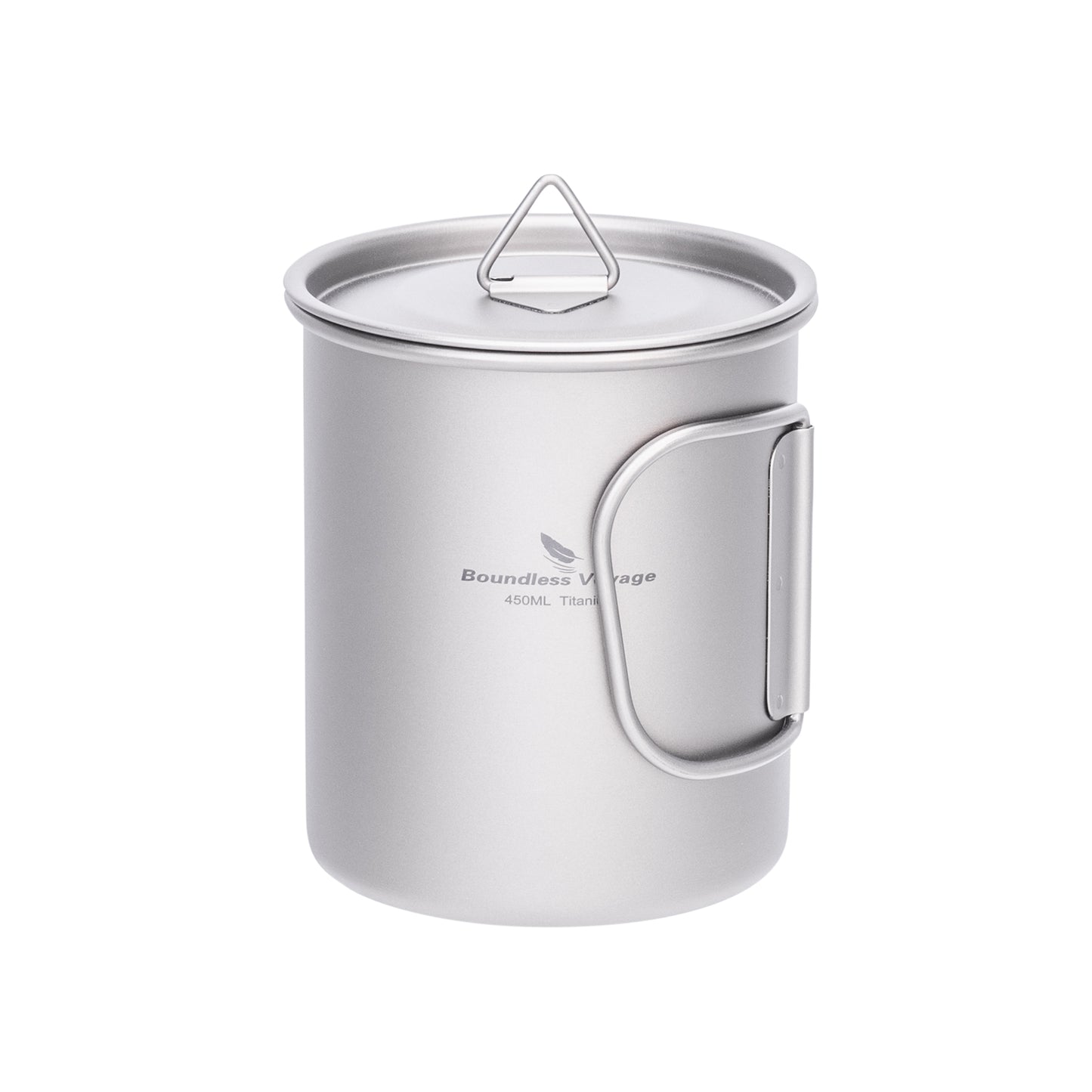 Boundless Voyage 450ml Titanium Camping Cup with Lid | Stackable Ultralight Mug Pot for Backpacking, Hiking & Travel | Durable Portable Cookware