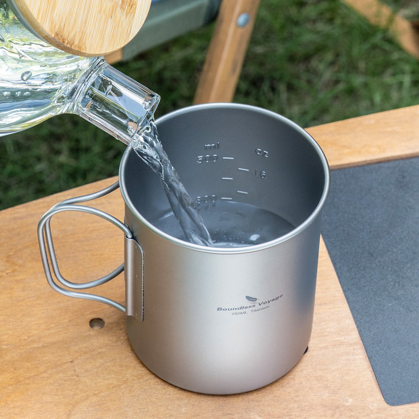 Boundless Voyage 750ml Titanium Camping Cup with Lid – Eco-Friendly, Stackable & Ultralight | Durable Mug Pot for Backpacking, Hiking & Travel