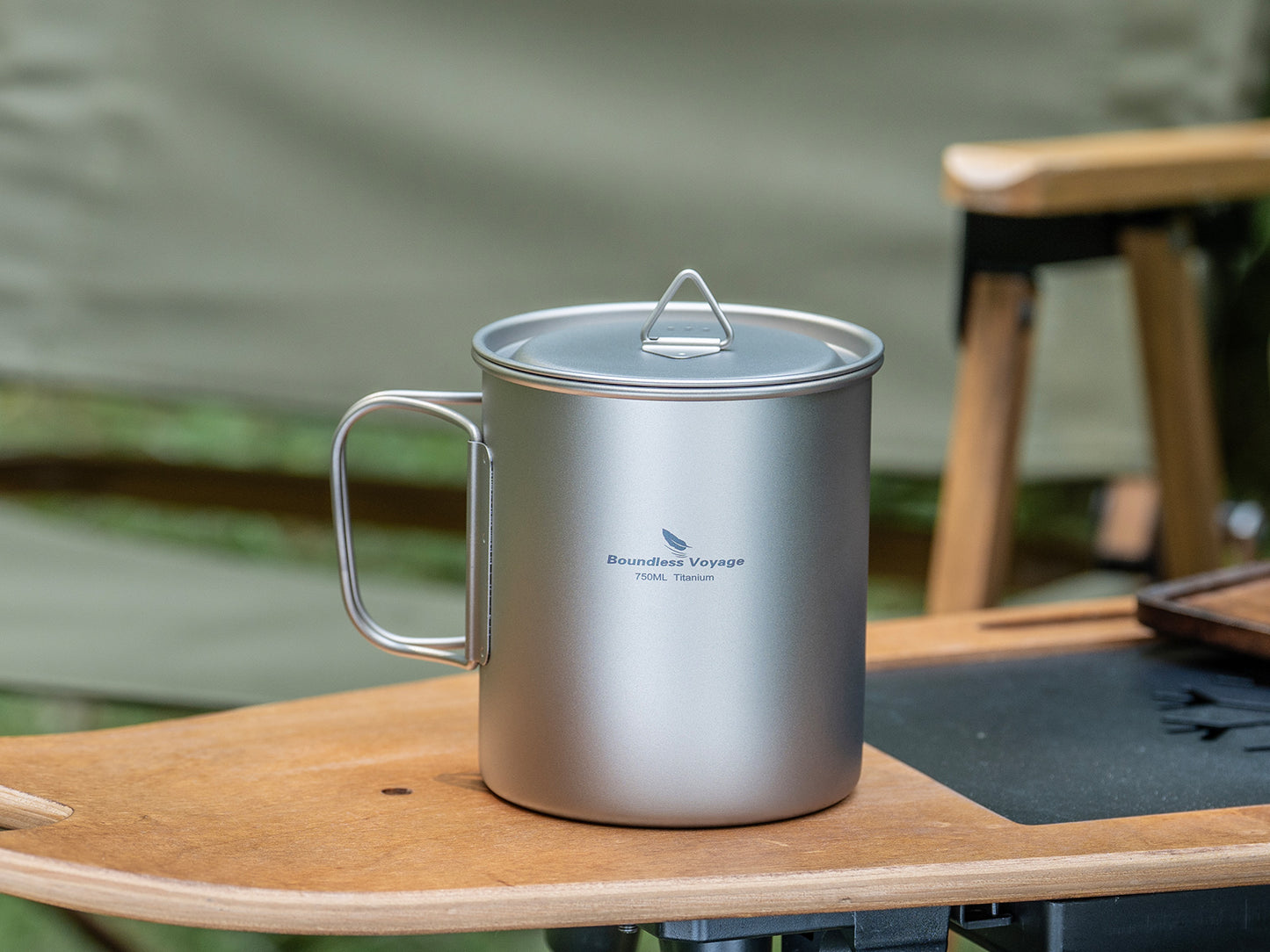 Boundless Voyage 750ml Titanium Camping Cup with Lid – Eco-Friendly, Stackable & Ultralight | Durable Mug Pot for Backpacking, Hiking & Travel