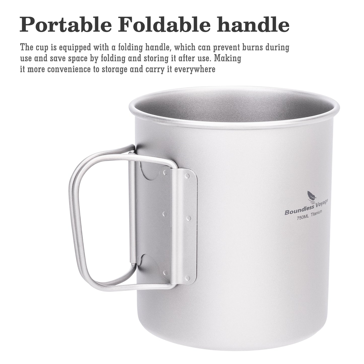Boundless Voyage 750ml Titanium Camping Cup with Lid – Eco-Friendly, Stackable & Ultralight | Durable Mug Pot for Backpacking, Hiking & Travel