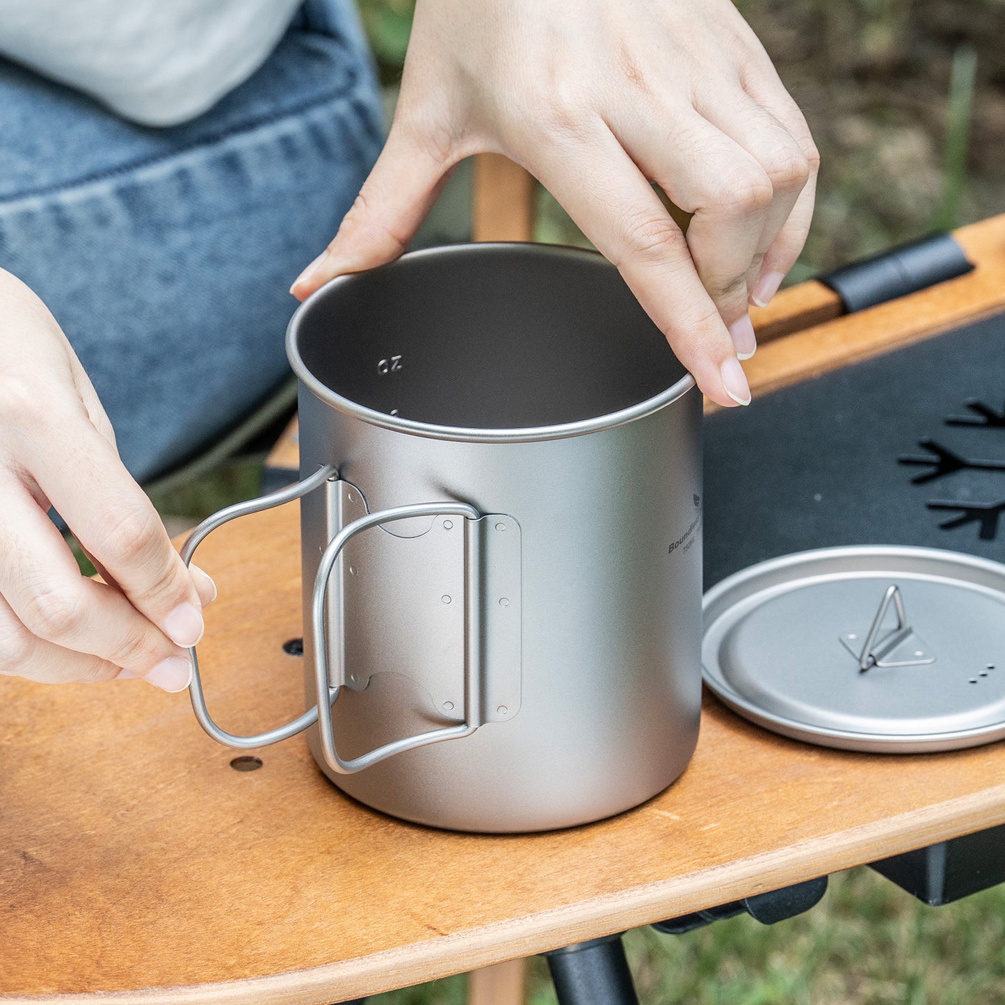 Boundless Voyage 750ml Titanium Camping Cup with Lid – Eco-Friendly, Stackable & Ultralight | Durable Mug Pot for Backpacking, Hiking & Travel